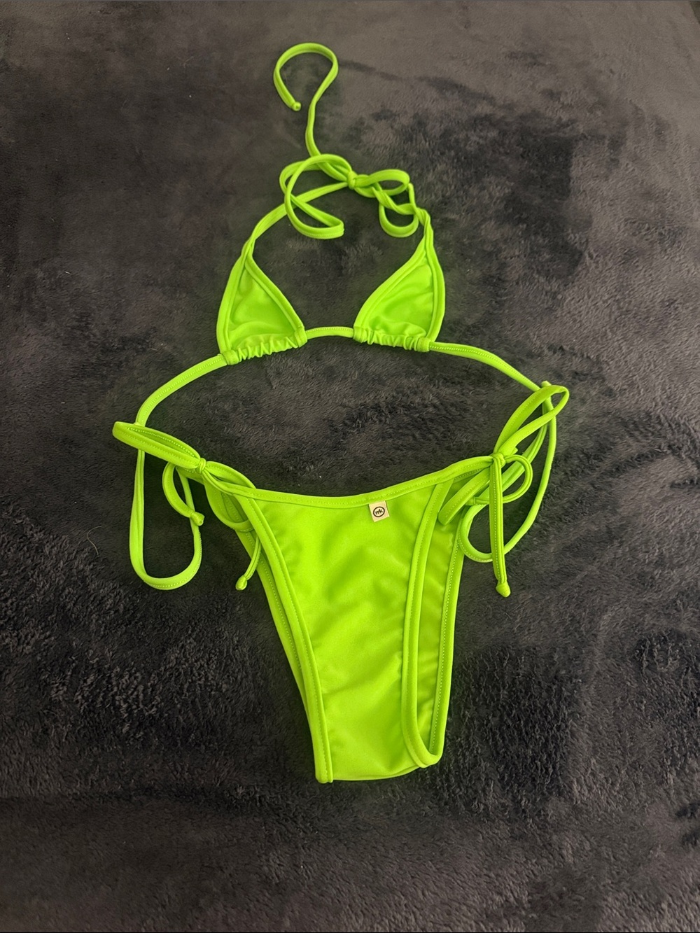 Neon Green String Bikini Swim Set